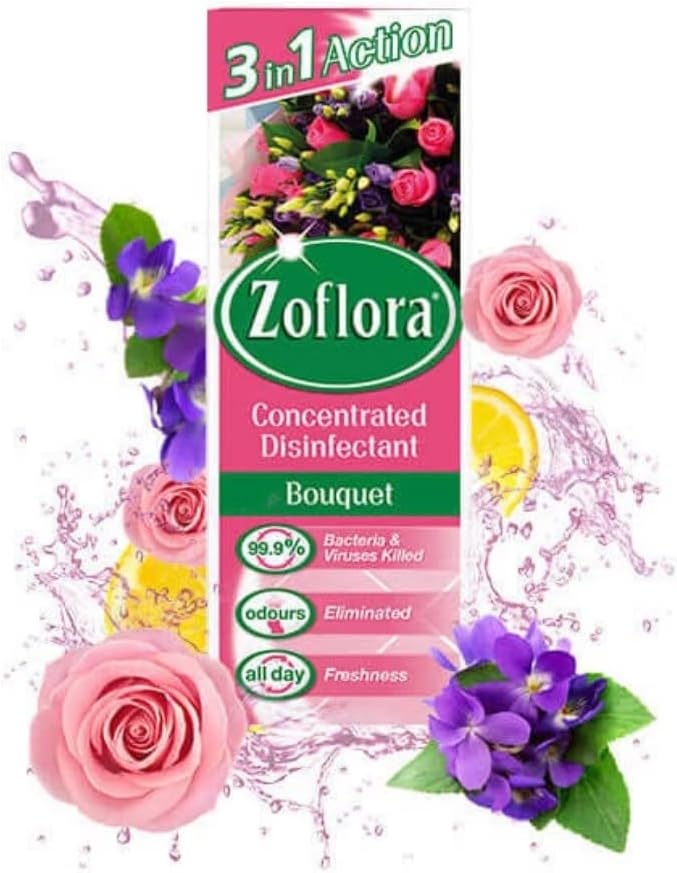 Concentrated Disinfectant Liquid, Bouquet Scent, 500ml | Antibacterial multi-surface cleaner, kills 99.9% of germs and viruses, pet-safe formula, fresh floral fragrance
