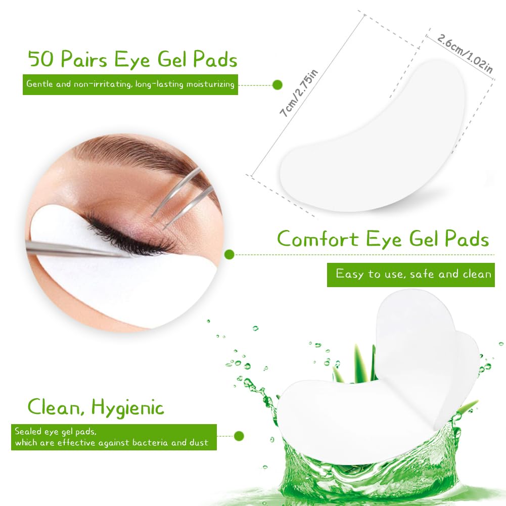 Eye Gel Pads, Lint Free Eyelash Patches, 50 works Under Eye Gel Pads for Pro Salon and Individual Eyelash Extension (Black) - Image 3