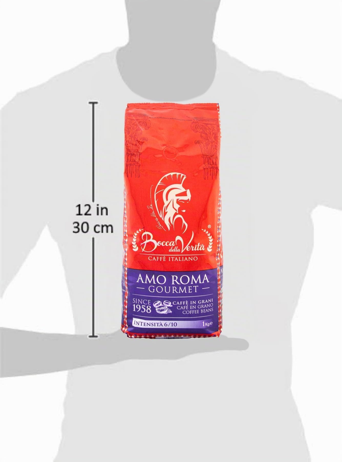 BOCCA DELLA VERITA Caffe in Grani Italiano Arabica e Robusta Idea Regalo AMO ROMA GOURMET Sacco da 1 Kg Caffe Napoli Caffè Espresso Tostato Naturalmente e Artigianalmente, Rainforest e UTZ