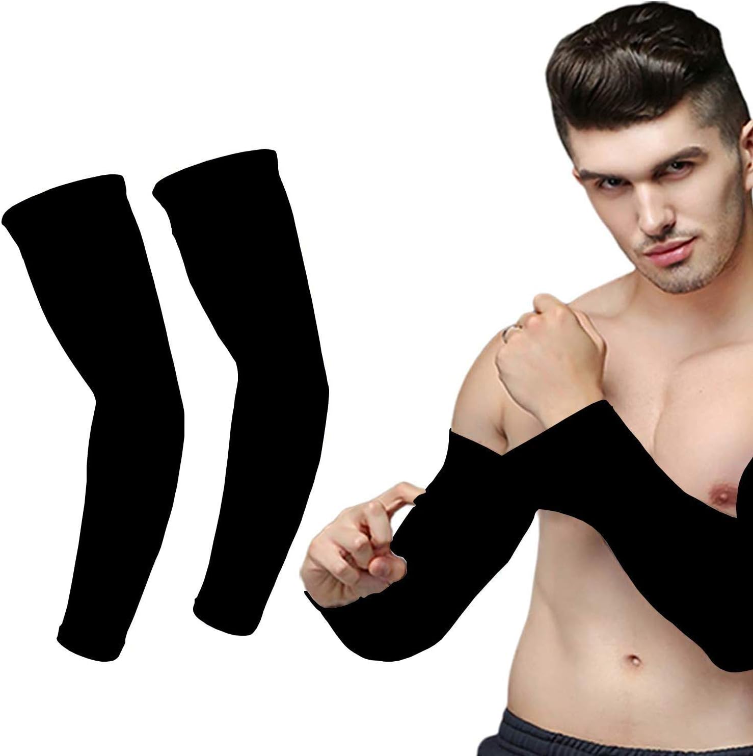 : ANEMOI Cotton Arm Sleeves For Sports Activities With UV Sun Protection - Pack of 2 Pair, Black