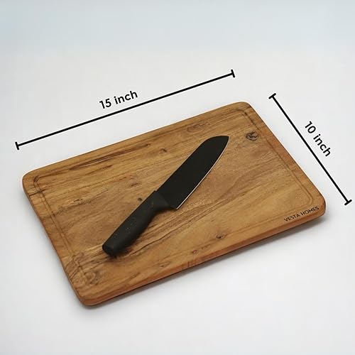 Miniatura 4 de Vesta Homes Juego de 3 tablas de cortar para cocina, tabla de cortar de madera grande  Tabla de embutidos de acacia  Bandejas de madera para carne,