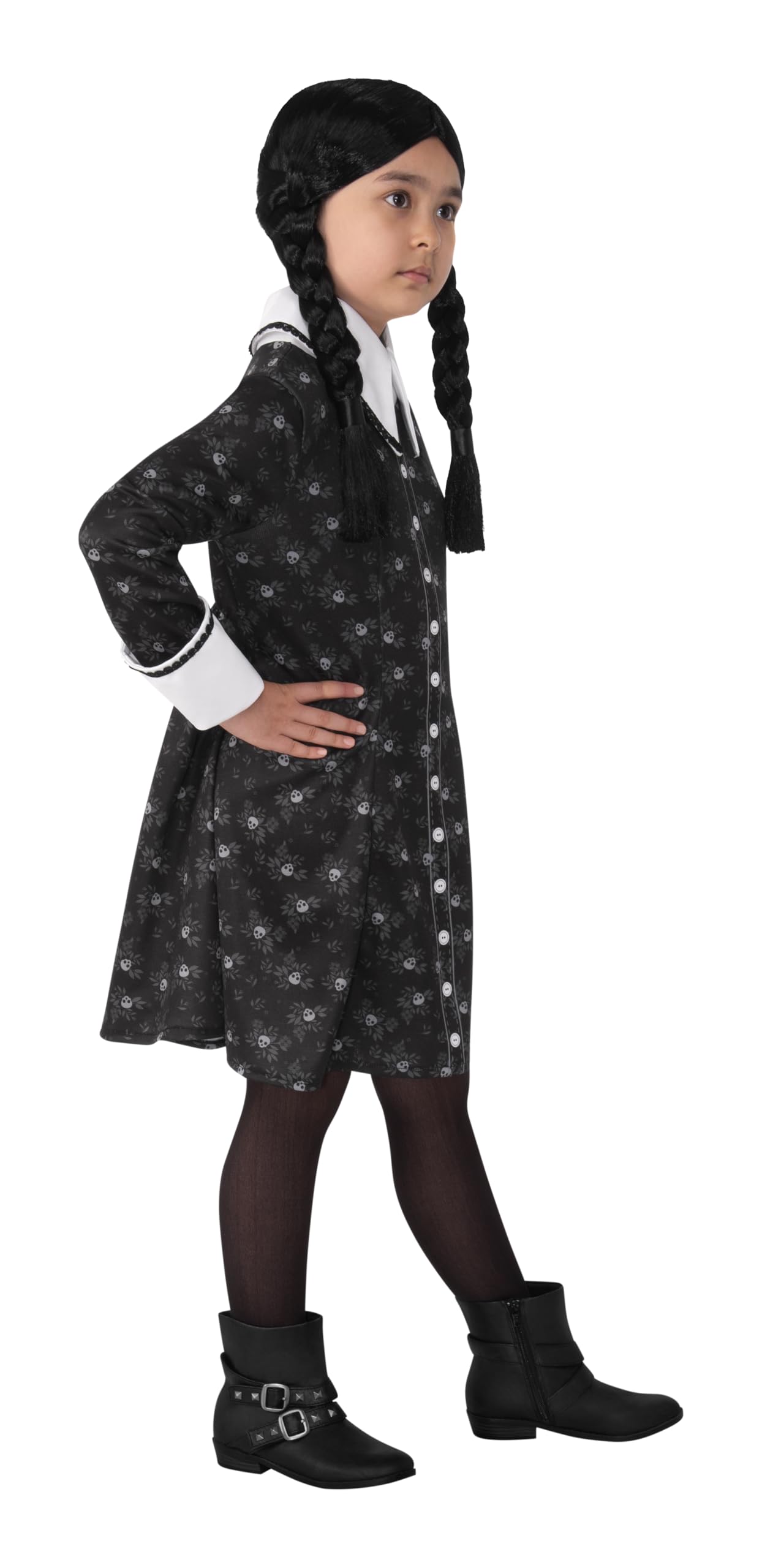Rubies 702624L Family Wednesday Addams Child Costume Fancy Dress, Girls, Multi, L Halloween, 8-10 Years - Image 3