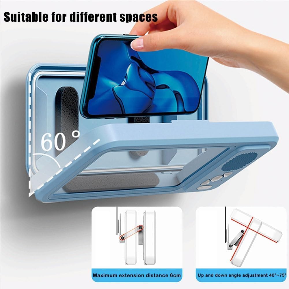Generisch Waterproof Phone Case with Built-in Bluetooth Speaker, Shower Holder 360° Rotation & Suction Cup Mount, Touch Screen Compatible 4-10 Inch Cell Phones (White)