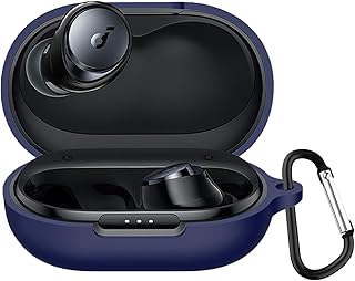 YAODLE Case Compatible with Soundcore By Anker Space A40, Shockproof Soft Case, with Carabiner, Anti-Fingerprint, Anti-Abrasion (Blue)