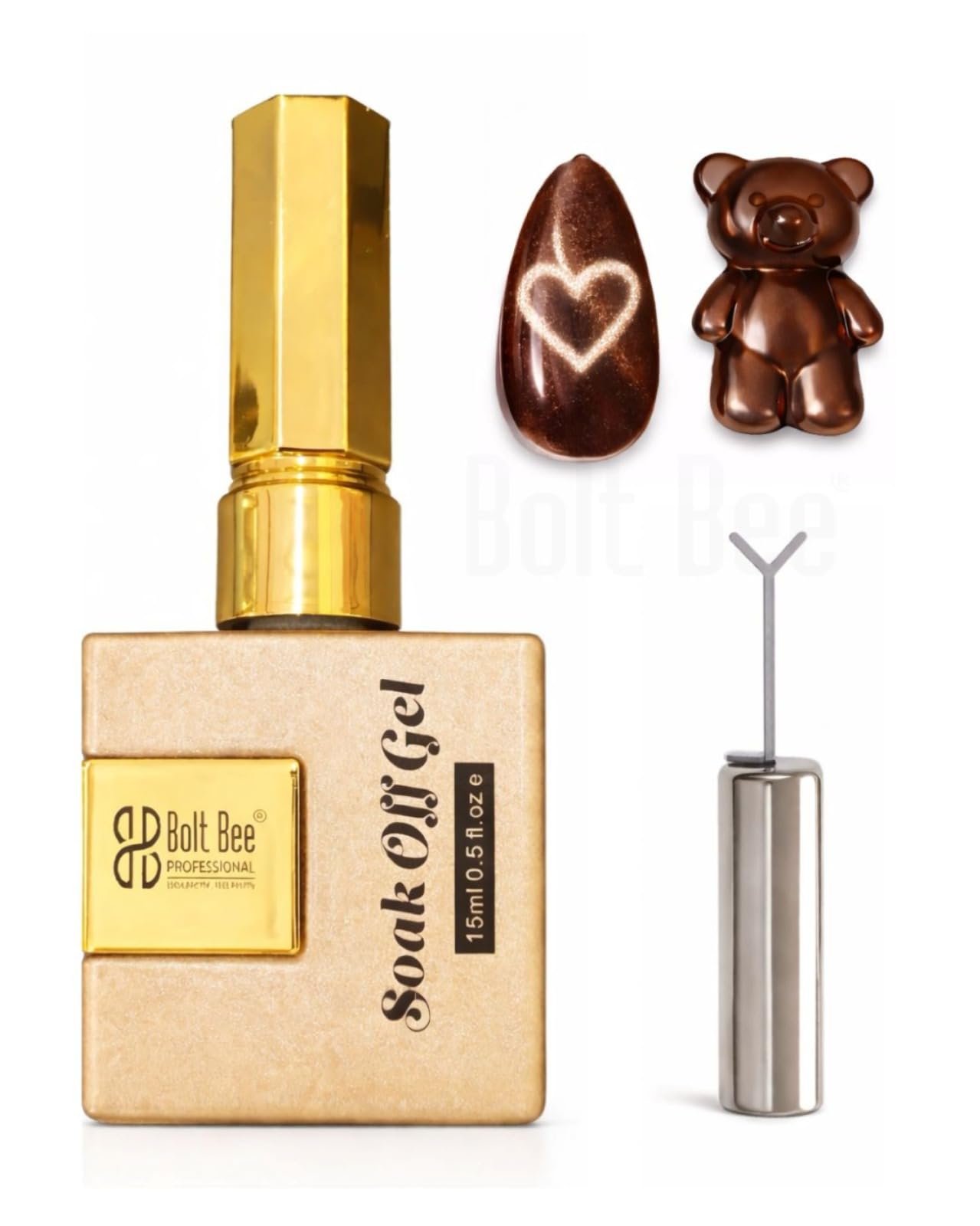 BOLT BEE 15ml Silk Cat Eye Gel Polish with Heart Shape Magnet Stick | Long-Lasting Shine Nail Gel | Easy Application & Salon Finish | Magnetic Cat Eye Effect Nail Art Gel for DIY & Professional Use (Dark Brown, With Heart Magnet)-image-37