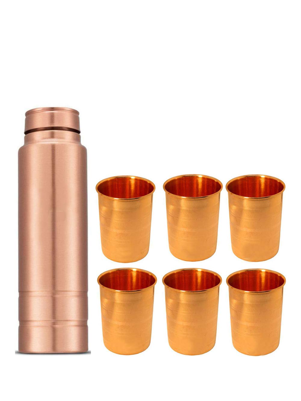 Buy Siya Dharam Store* One Plain Copper Bottle and Six Emboss Copper