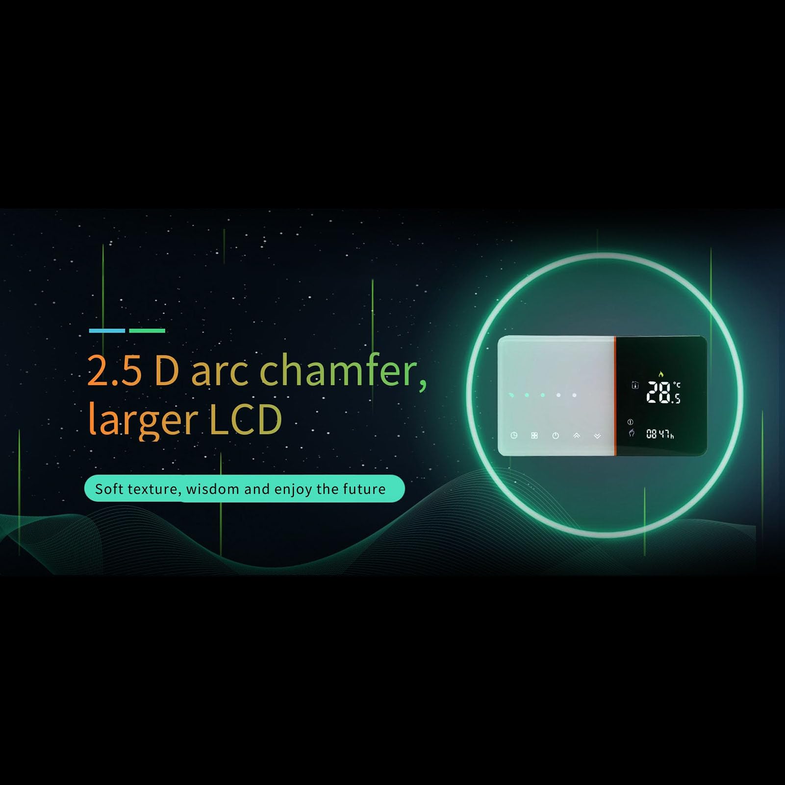 Termoregolatore Intelligente con Display LCD Modalità Timer Informazioni Meteo per Casa e Ufficio Termostato Termoregolatore per L'esperienza Tmall Genie IFTTT