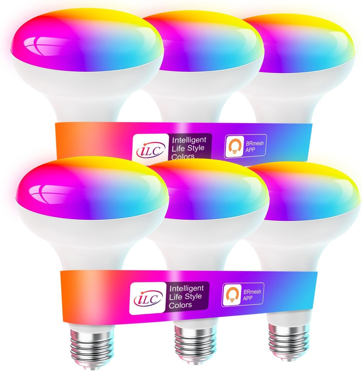 ILC BR30 LED Recessed Can Light Bulbs, Indoor Flood Light Bulbs, Bluetooth Mesh Color Changing via BRmesh APP, Tunable 2700K-6000K, E26 Base 10W 900LM (70W Equiv.), for 5"/6" Cans Only, 6 Pack