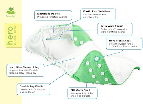 Miniatura 3 de Pañal de tela de bolsillo Hero con 2 inserciones de microfibra
