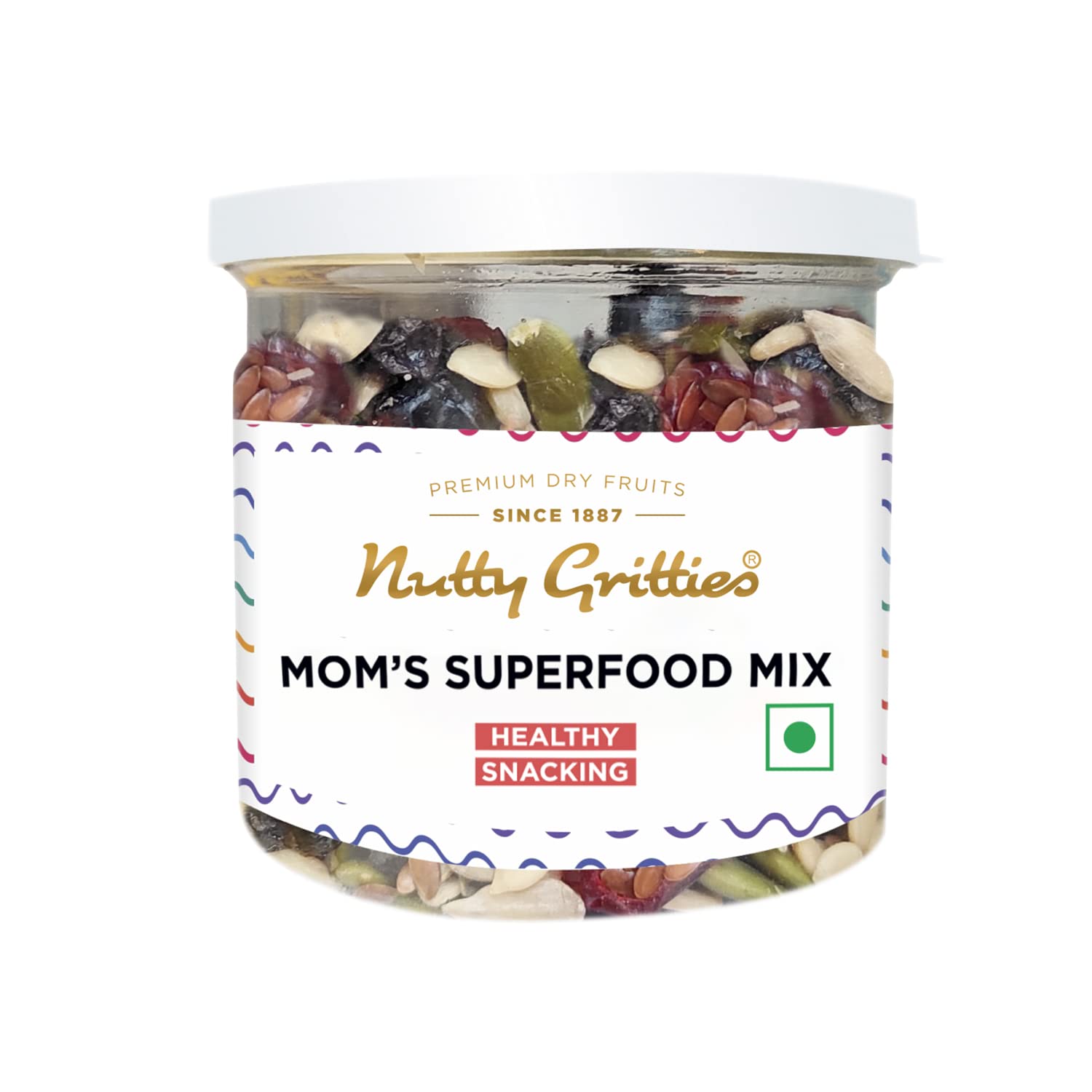 Nutty Gritties Moms Superfood 100g Roasted Almonds, Pumpkin, Sunflower, Watermelon, Flax Seeds, Black Raisins, Black Currant, Cranberries and Blueberries - Healthy Snack approved by Mothers (B08WRMCPYJ) Amazon Price History, Amazon Price Tracker
