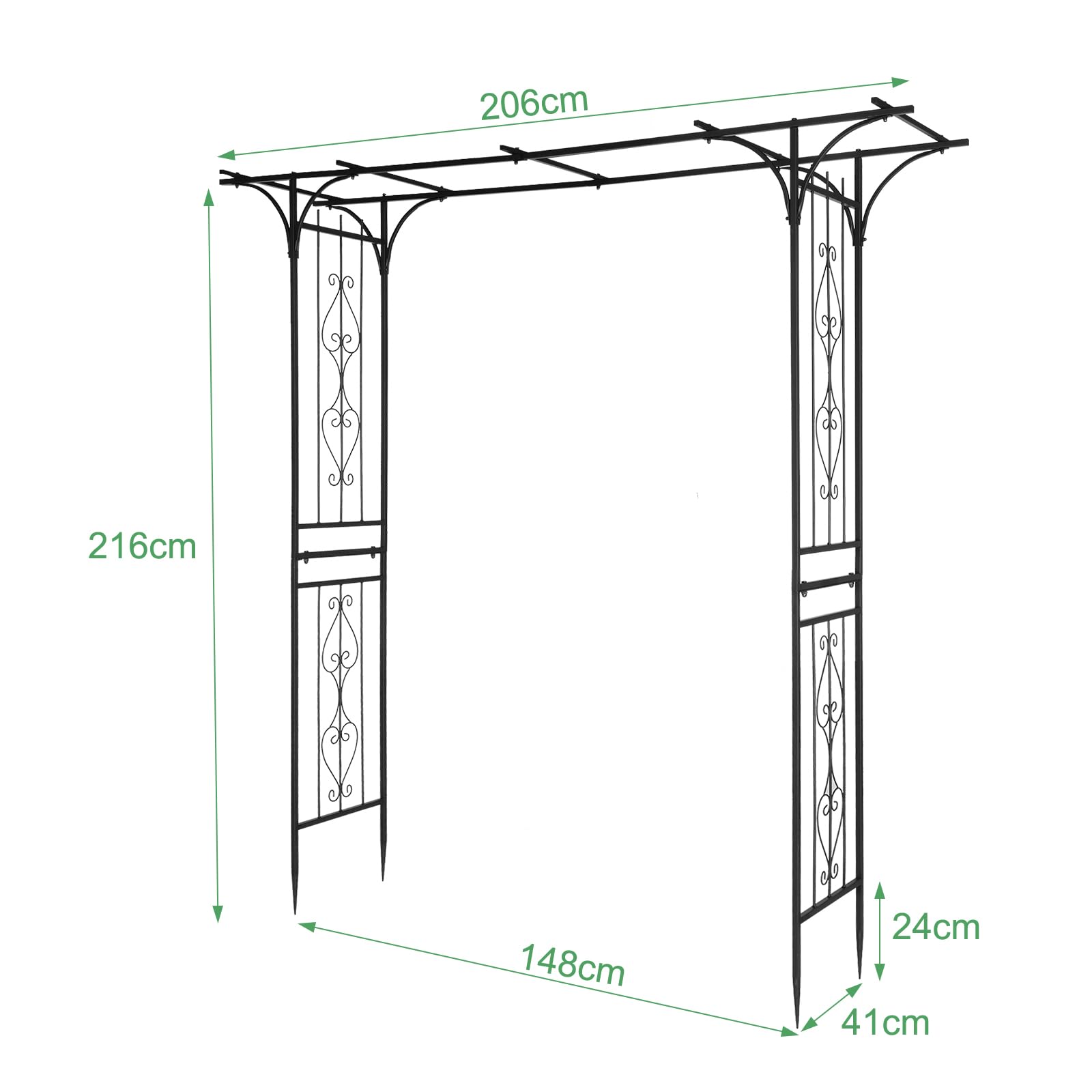 LEADZM Arco in Ferro battuto, Arco da Giardino adatto per Piante rampicanti Arrangiamento di Nozze Prato (Classico)