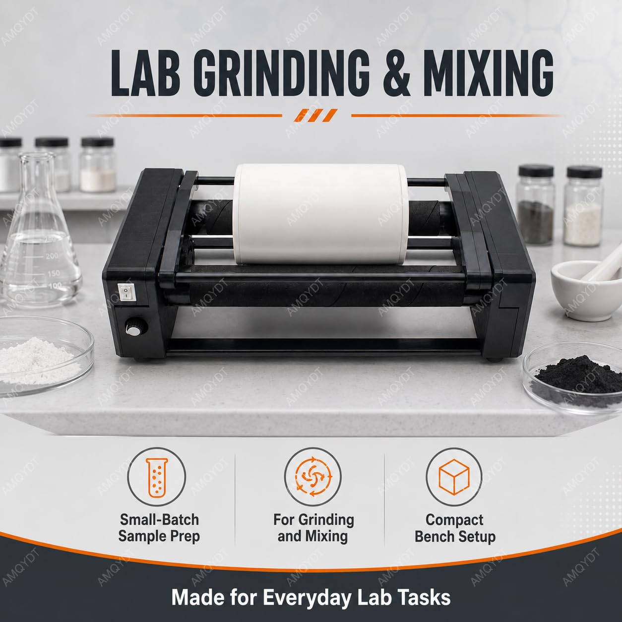 Labor-Kugelmühle, horizontale Poliermaschine mit 0,4 l Keramikglas, 30-150 ml Mahlkapazität, digitaler Timer für Schmuckherstellung und Probenvorbereitung
