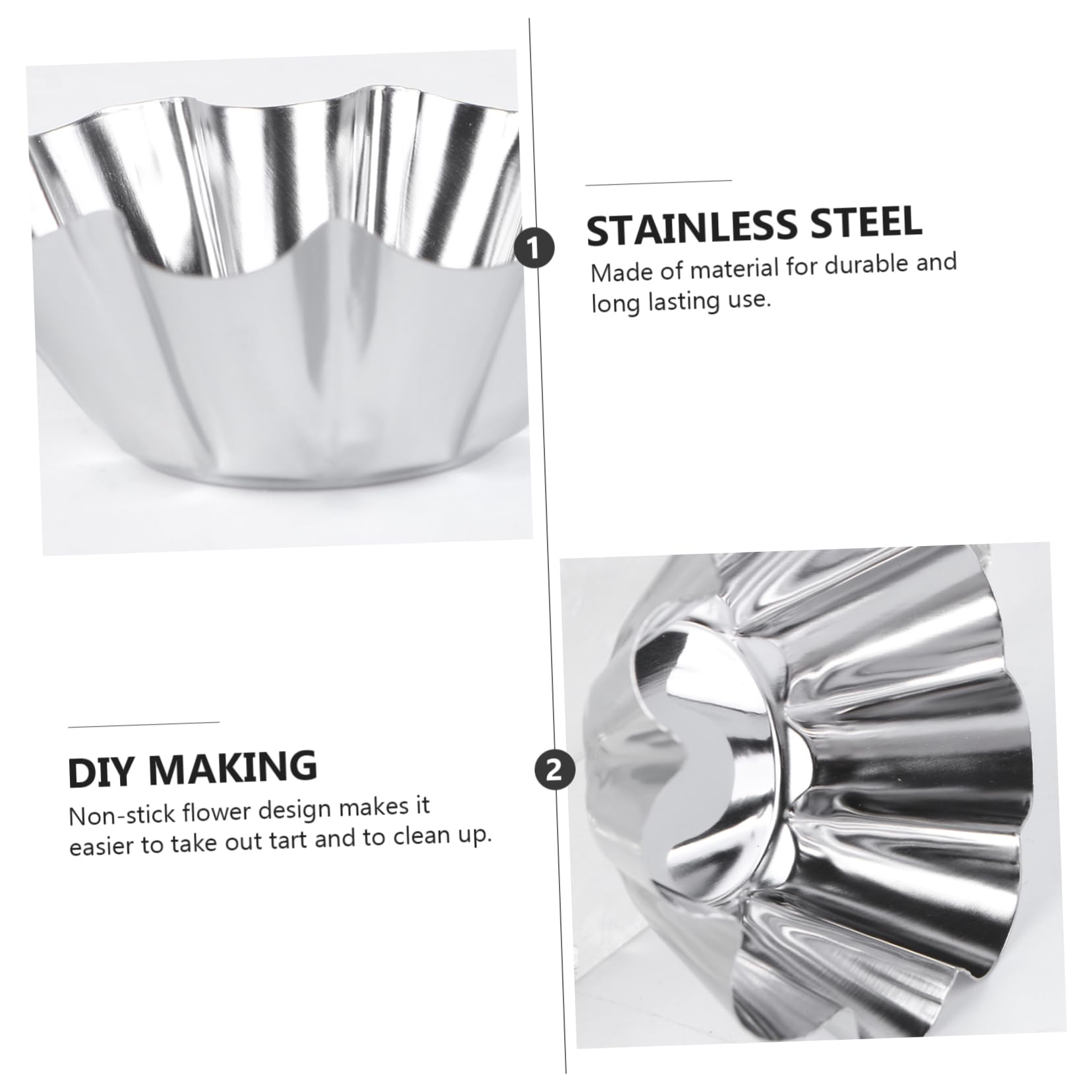 TIDTALEO 6pcs Stainless Steel Sauce Dish Chocolate Chip Muffin Mini Egg Tart Mini Tart Pan Non-stick Egg Tart