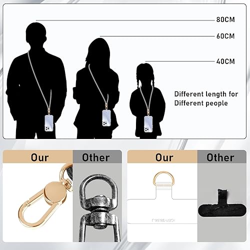 Miniatura 3 de Cordones para teléfono alrededor del cuello, correa cruzada para teléfono celular con hebillas de metal de primera calidad, soporte universal para