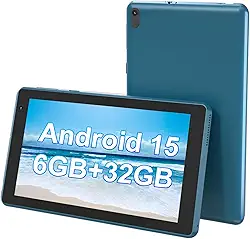 CUPEISI Tablet Android 15, tablet de 7 polegadas, 6 GB de RAM + 32 GB de ROM/tablet expansível de 1 TB, processador quad-core de 1,6 GHz, tela sensível ao toque HD de 1024 x 600 IPS, câmera de 5 MP