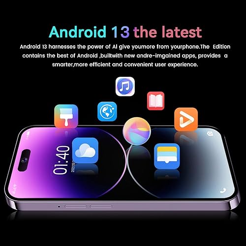 Miniatura 7 de Teléfono inteligente 5G desbloqueado, pantalla HD de 6.5 pulgadas, Android 13.0, cámara dual SIM dual, 4200mAh, 4GB RAM, 64GB ROM (negro)
