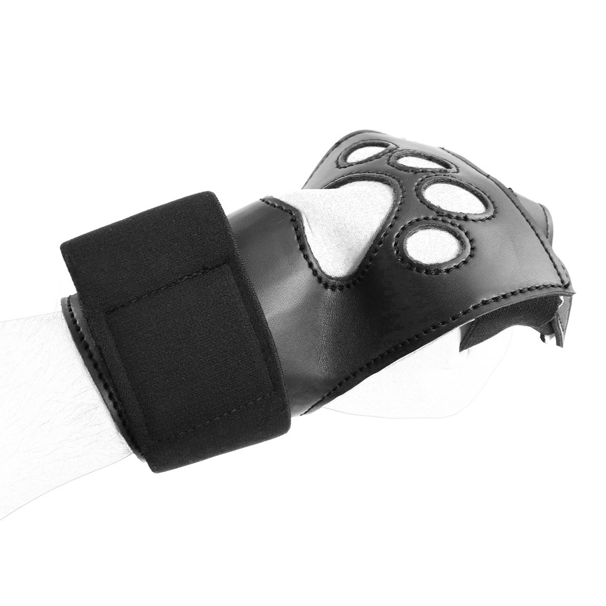 Dog Paw Crawl Glove PU Leather Paw Padded Mittens Halloween Christmas Costume Accessories: Black-white