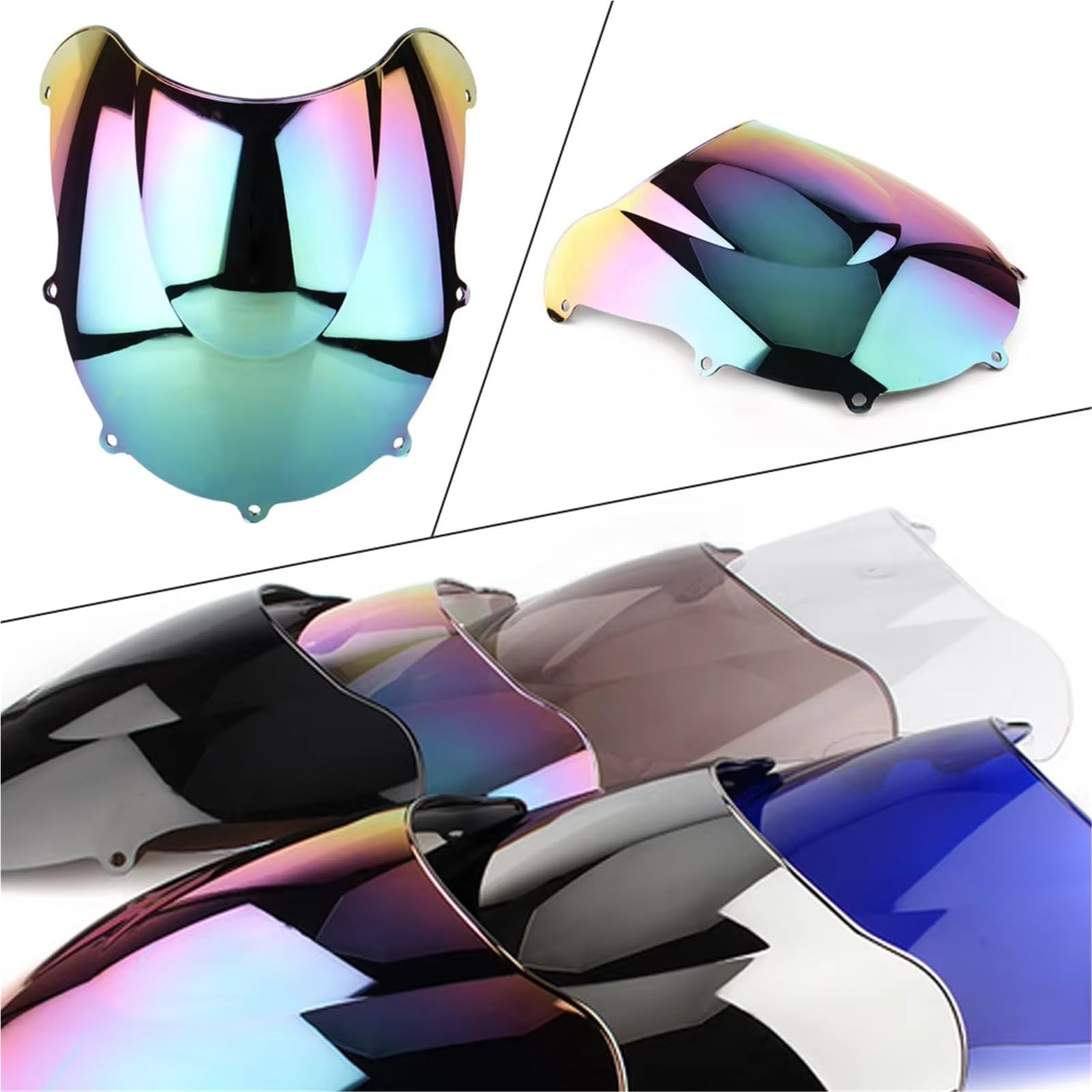 Cupolino Moto Per Suzuki GSXR600 GSXR750 Per GSX-R Per GSXR 600 750 1996 1997 1998 1999 Parabrezza A Doppia Bolla Per Moto Paravento Per Moto(Argento)