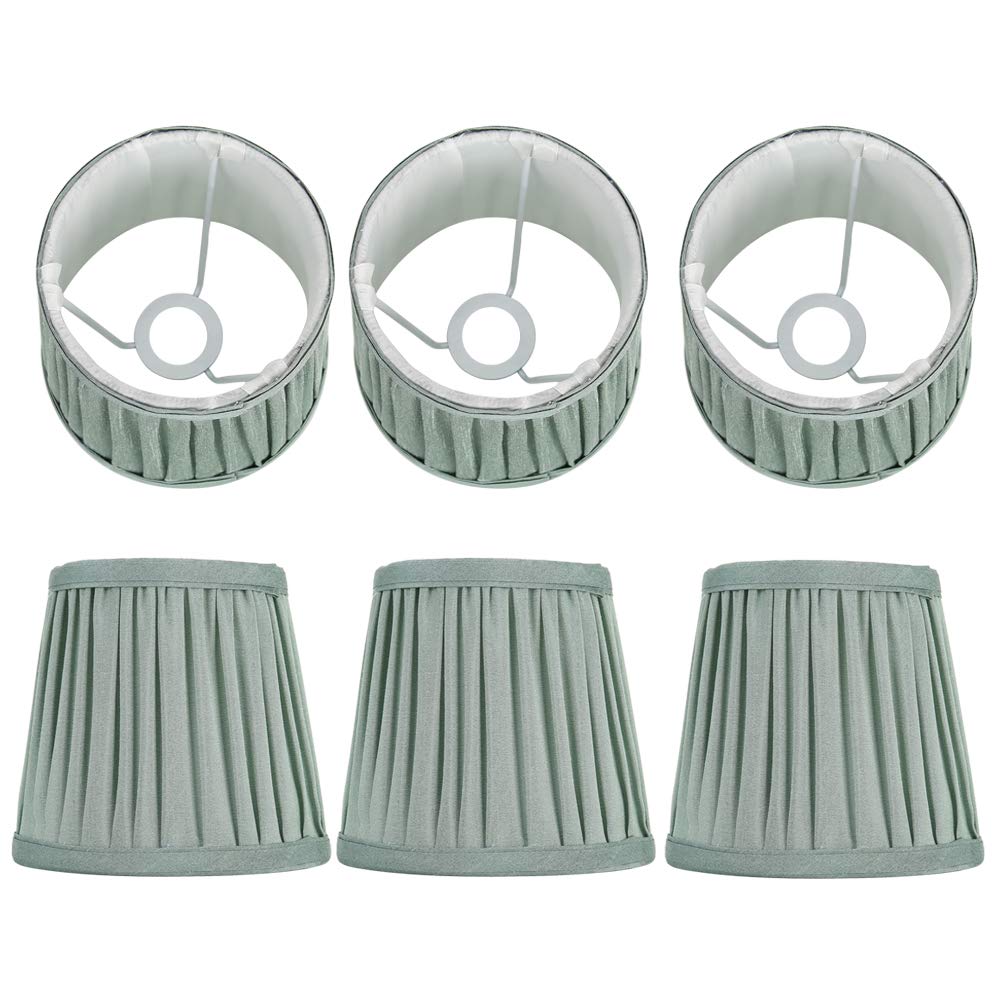 BONKZEBU 6Pcs Modern Wall Light Lampshade, Cloth Fabric Lamp Cover Accessory for Chandeliers Green, E14 Bulb Compatible Fabric Lampshade, Safe Lighting Fixture Cover