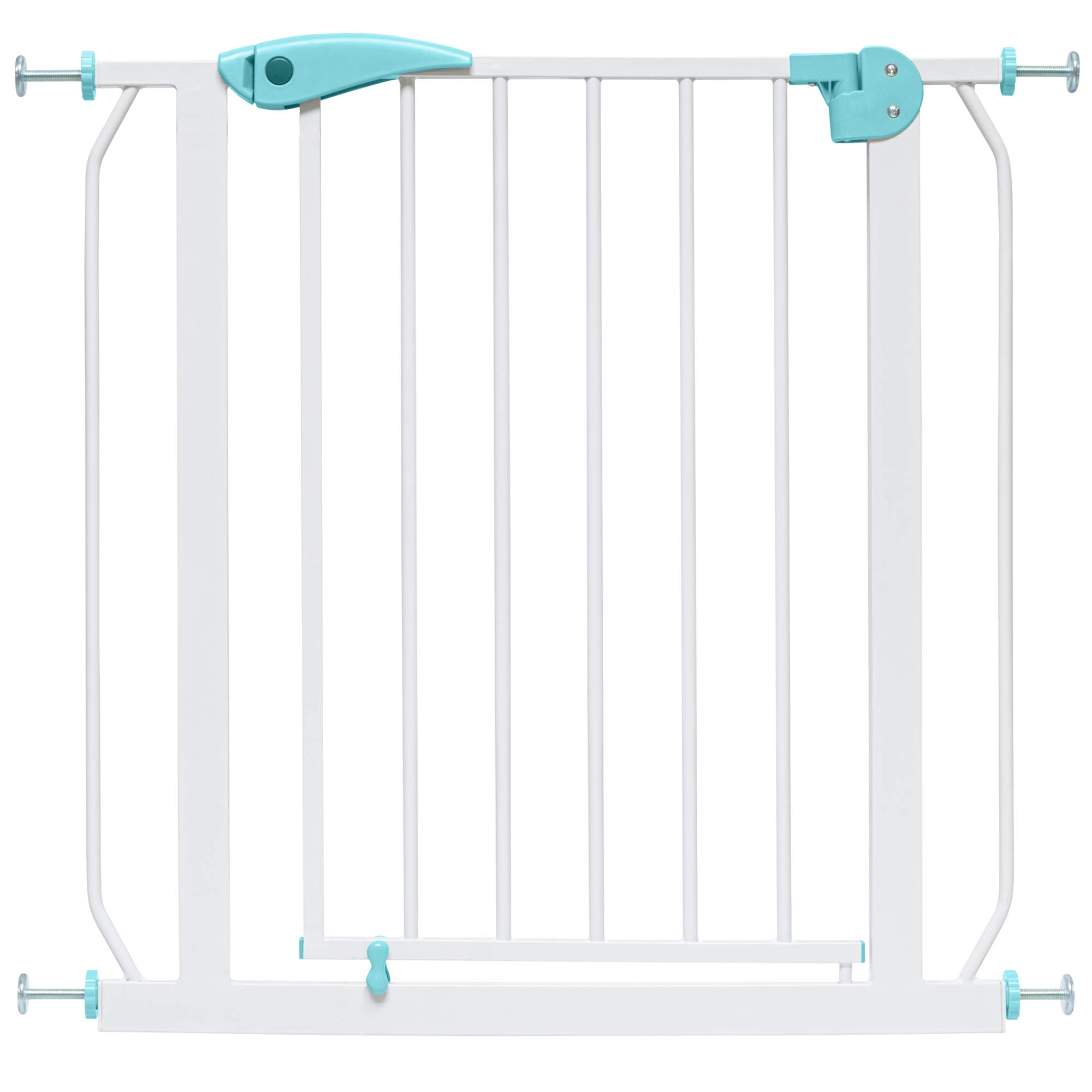 ib style® Berrin Protección de la Escalera 67-175cm | Protección de la Puerta | Sin perforar | 90° Stop | Cierre automático | Blanco-Turquesa | 130-140 cm