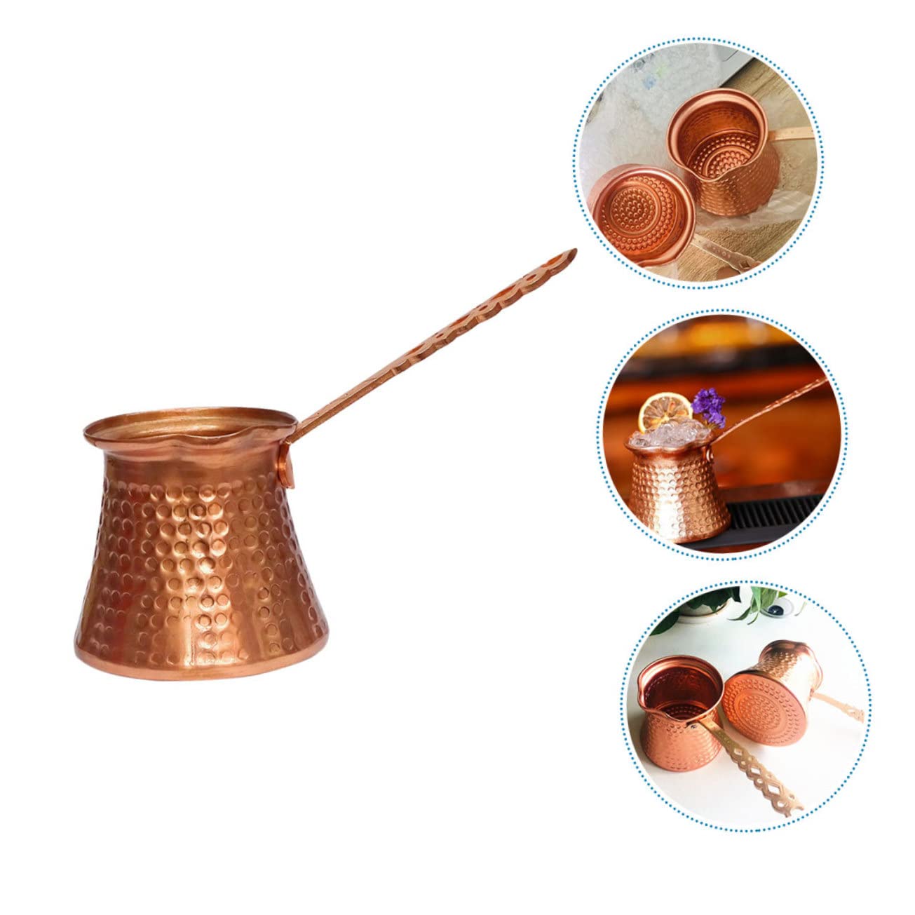 HOMSFOU Türkische Kaffeekanne Kupfer 320Ml Cezve Kaffeeset Für Traditionellen Türkischen Kaffee Zubereitung Und Mokka Kaffee Zuhause