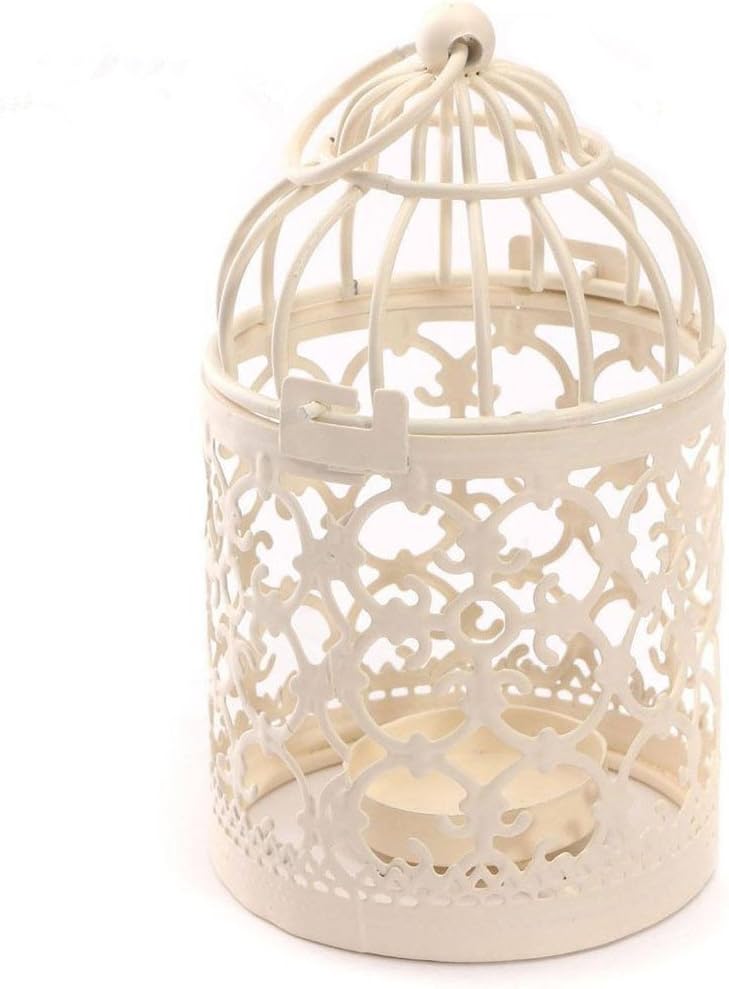 Kanggest Metal Tealight Candle Holder Retro Carved Lanterns Birdcage Shape Candlestick for Home Wedding Party Decoration Design