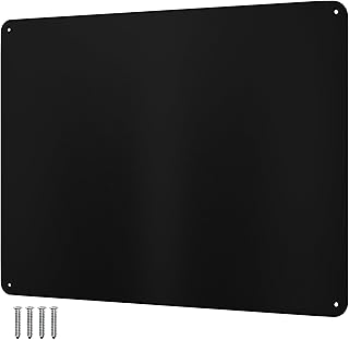 9 inches x 6.5 inches Stainless Steel Plate for Magnets, 3M Adhesive Back, Mounting Screws, Ideal for Magnetic Shelf, Spice Holders, Colorful Magnets as a Gift. Mount Anywhere! (Black, 1 Pack)