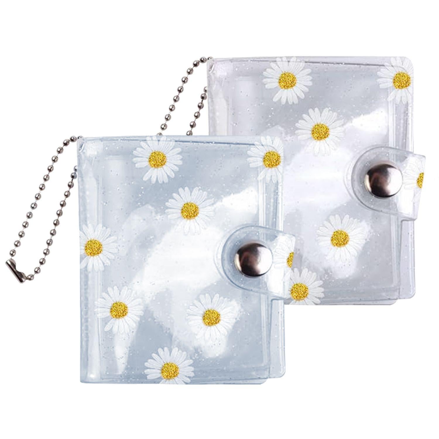 VEHYEGOI 2 Daisy Mini Photo Albums, Interstitial Photo Albums, Creative Photo Albums, Transparent Portable Photo Albums, Id Photo Storage Albums