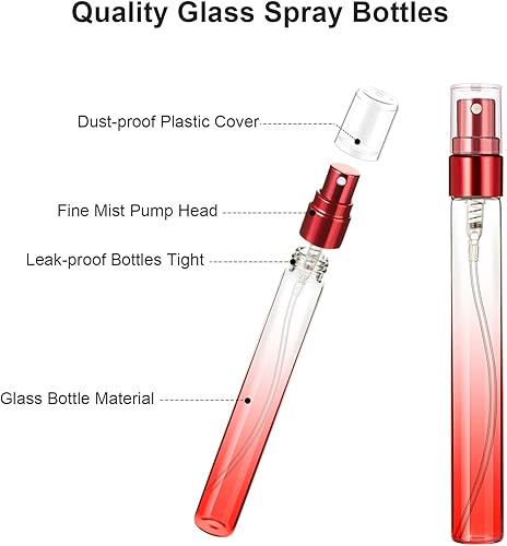 Miniatura 5 de 18 mini botellas de perfume de 0.3 fl oz de vidrio colorido rociador de niebla fina botellas de aerosol vacías envase recargable atomizador de