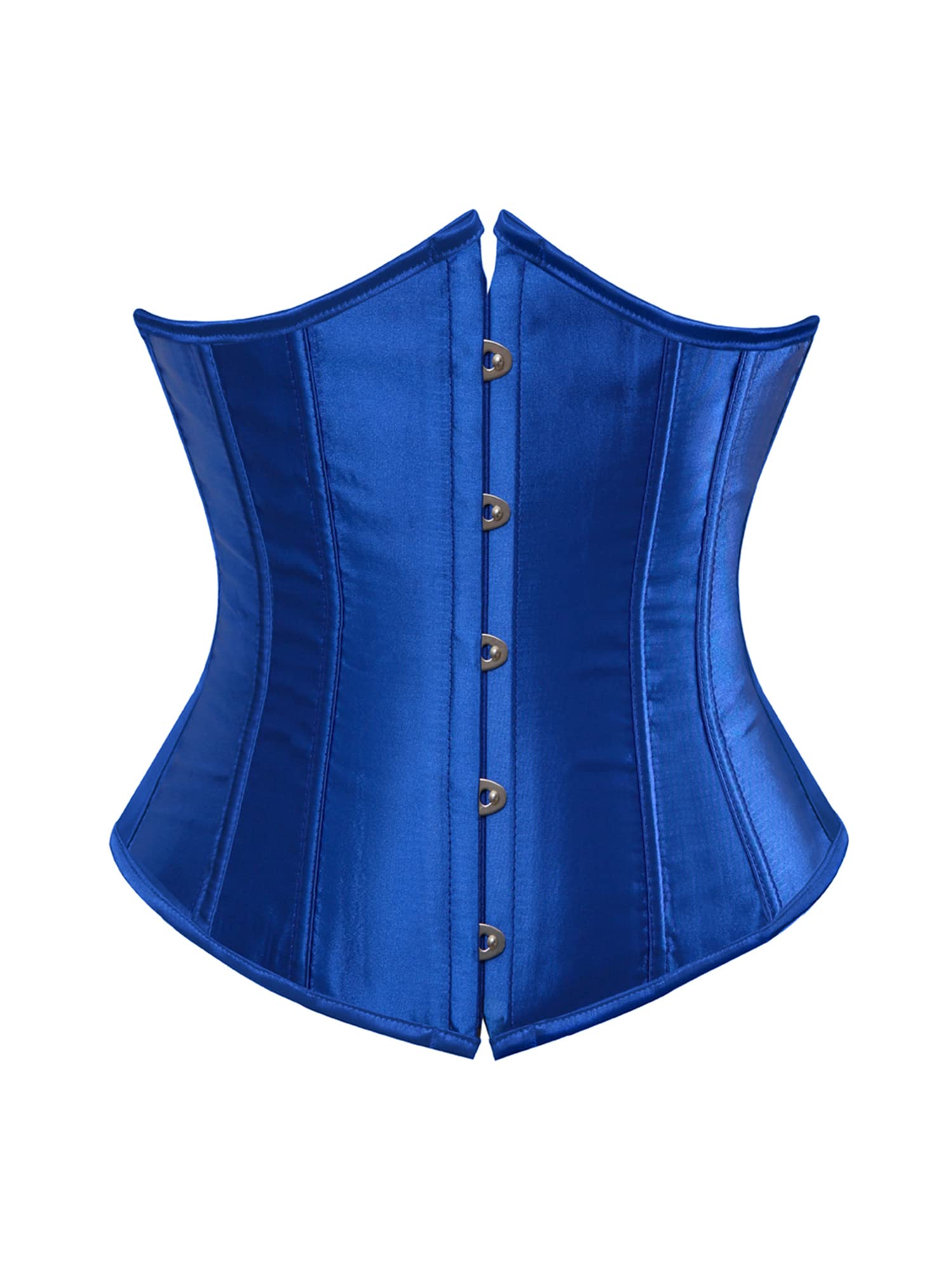 Anuedgis Women Satin Bustier Top Stylish Floral Jacquard Lace up Boned Overbust Corset Sexy Off Shoulder Going Out Body Shaper Top (B-Blue, 3XL)