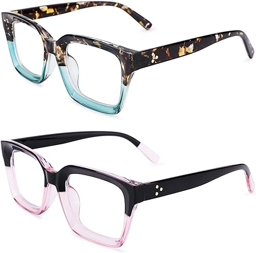 HYCREDI Gafas cuadradas clásicas sin receta para mujeres y hombres con marco cuadrado grueso