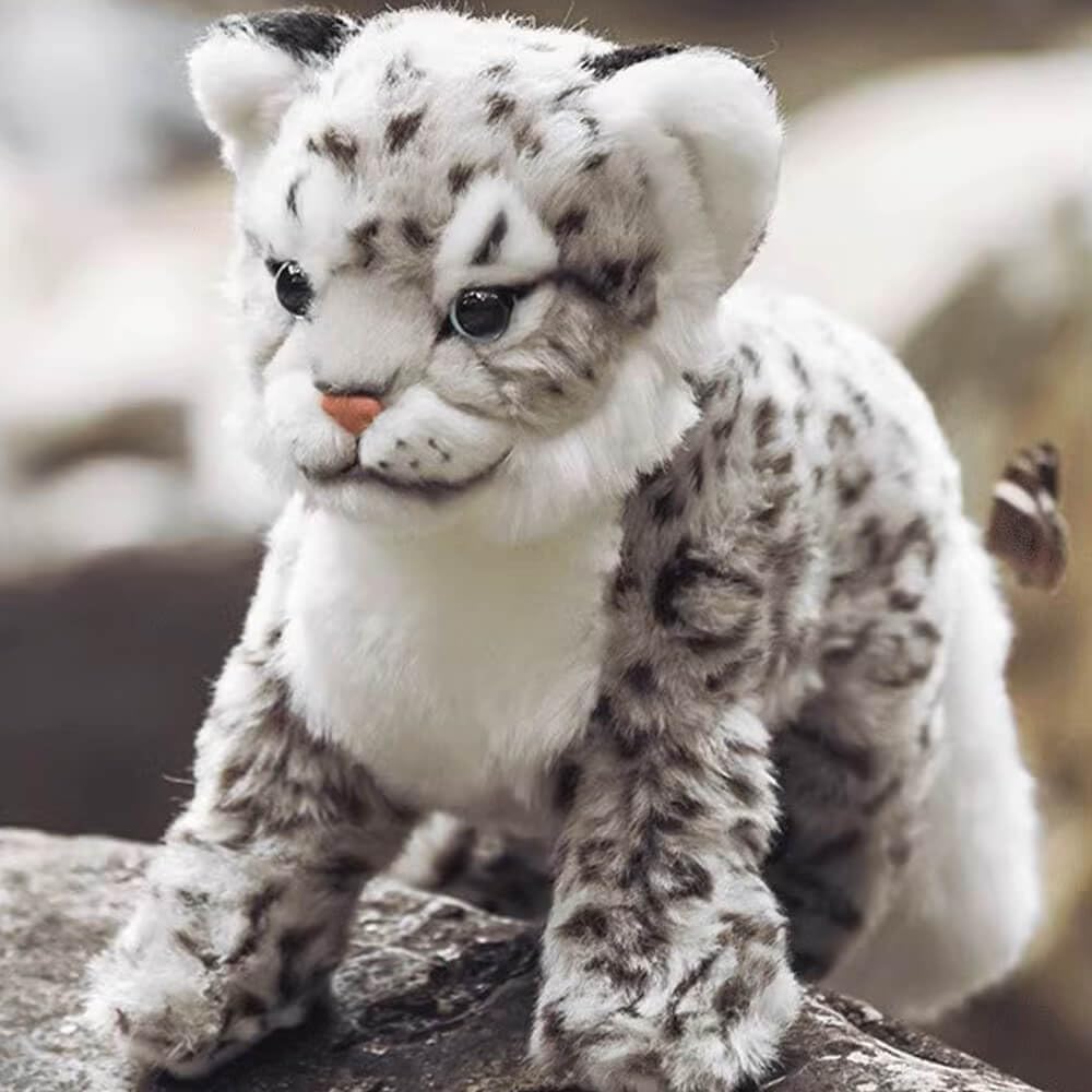 PuffPurrs Snow Leopard Stuffed Animals Plush Toy, 18 Inches Realistic White Leopard Plushies - Image 4