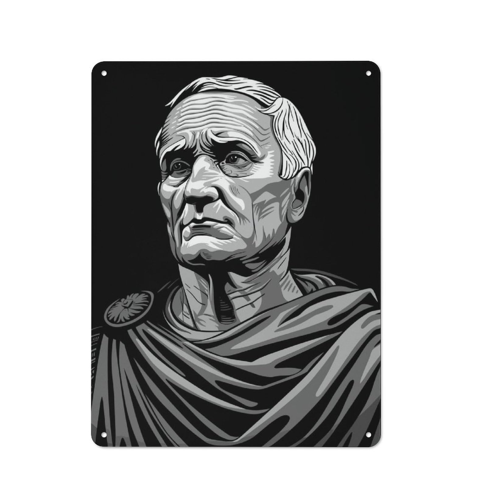 Junmoney Cicero Roman Emperor Rustic Metal Plaque 40X30cm For Guest Room Or Hallway, For Home Interiors, Feature Walls And Decorative Displays