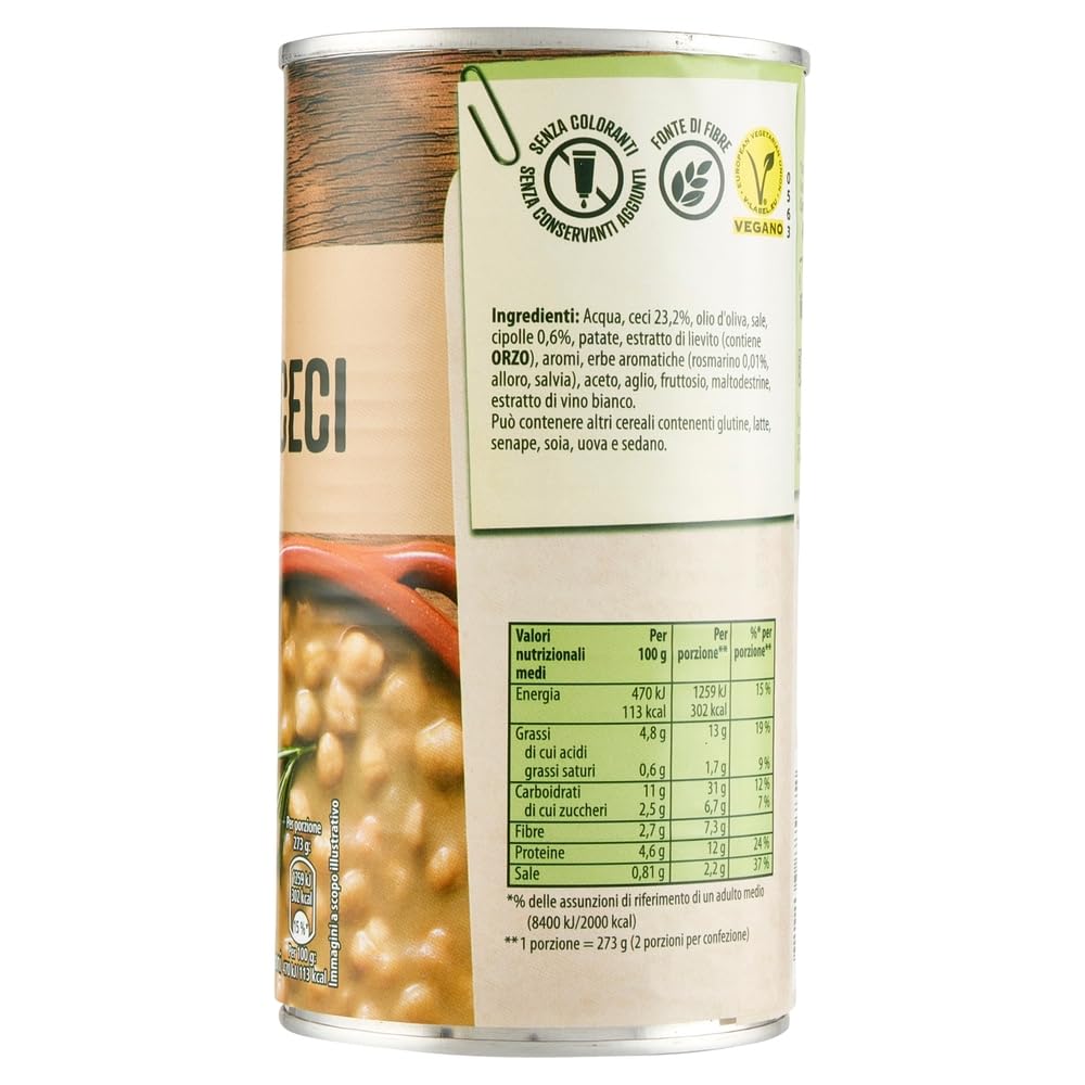 Italian Gourmet Kichererbsensuppe Zuppa di Ceci 12×545 g Vorratspack Fertigsuppe – herzhaft & cremig, schnelle warme Mahlzeit, ideal für Pantry/Meal Prep, Ballaststoffquelle + Italian Gourmet Polpa
