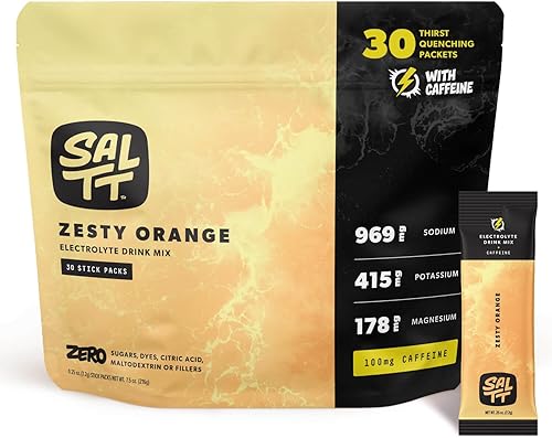 SALTT - Mezcla de bebida con sabor a electrolitos en polvo, sabor a naranja picante, 30 paquetes de hidratación, magnesio, potasio, sodio,