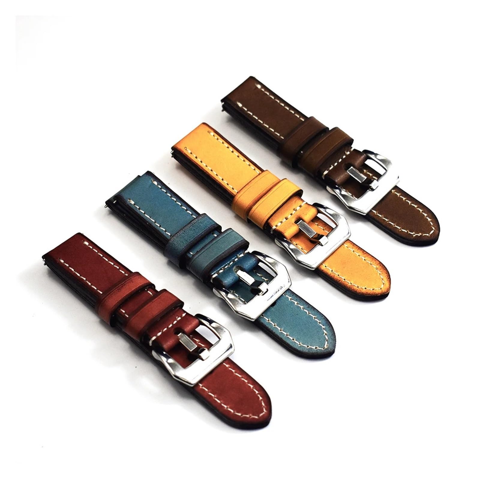 Wachgurt Kuh Leder Retro handgefertigtes Armband 20mm 22 mm 24 mm Vintage Dicke Uhrenbandgurte polierte Schnalle
