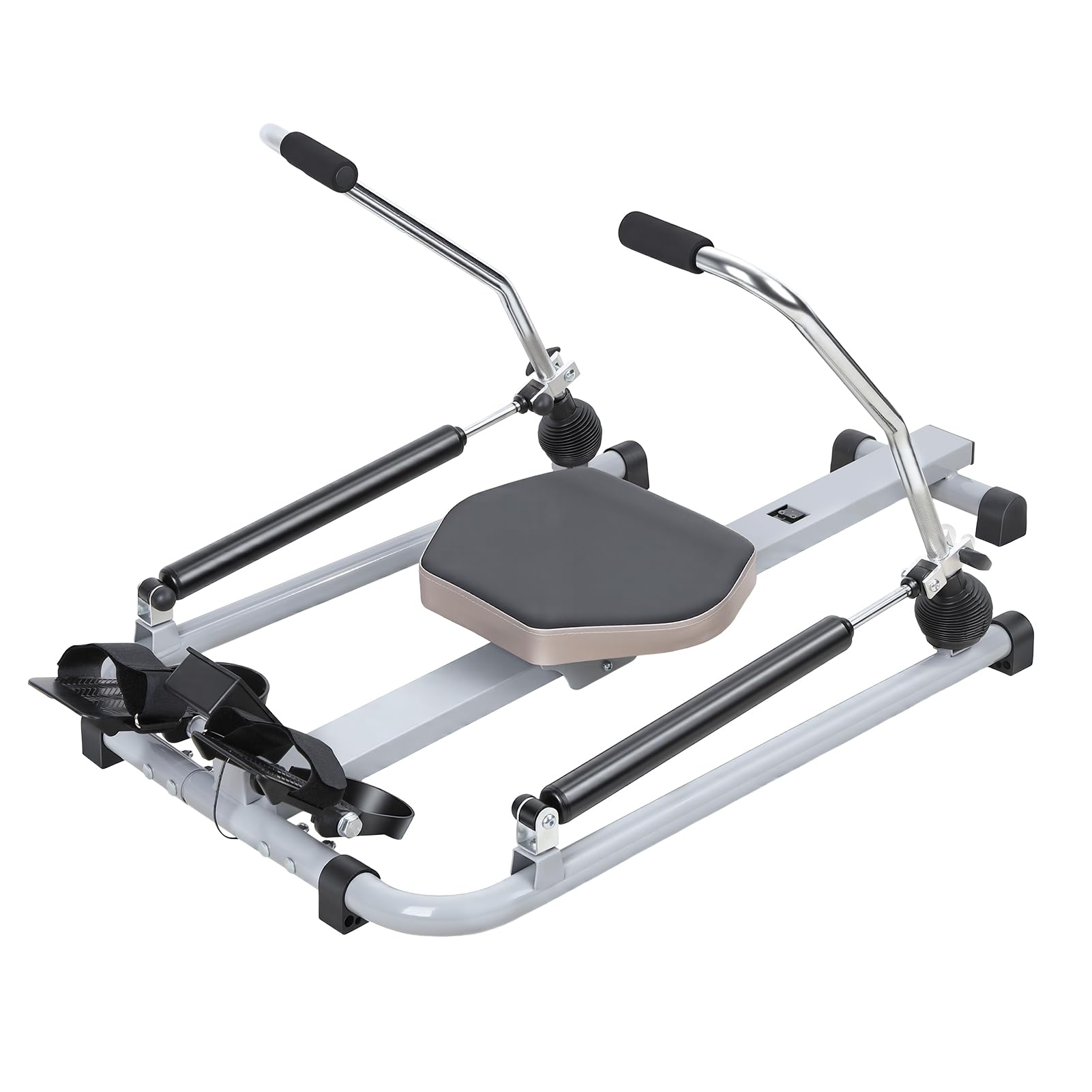 Rameur Pliable Appartement, Machine à Ramer à Vérin Hydraulique pour Musculation Maison, Appareil Musculation avec Moniteur LCD, Résistance Réglable 50kg, Siège Confortable, Charge 120kg