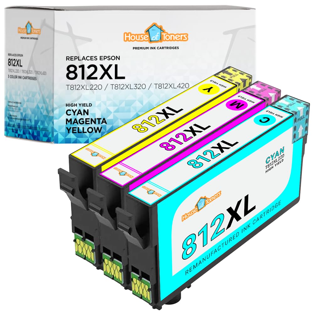 Houseoftoners Remanufactured for Epson 812XL Ink Cartridge High Yield Replacement for Epson 812XL Workforce Pro (WF-C7000, WF-7820, WF-7844) (1Cyan/