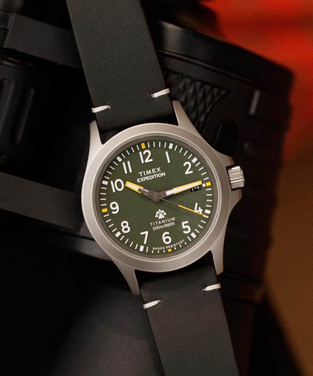 Timex Men's Expedition Titanium 38mm Leather Strap Watch