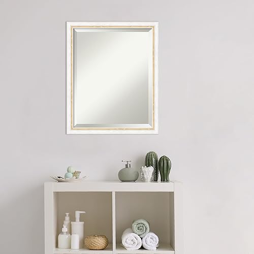 Miniatura 10 de Amanti Art Espejo de baño de madera, espejo de pared blanco blanco para usar como espejo de tocador de baño sobre el fregadero (34.25 x 44.25