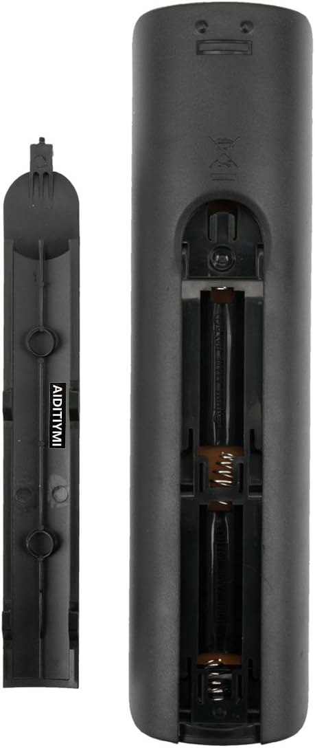 Back view of AIDITIYMI BN59-01199S remote control with battery cover removed, showing the AAA battery compartments.