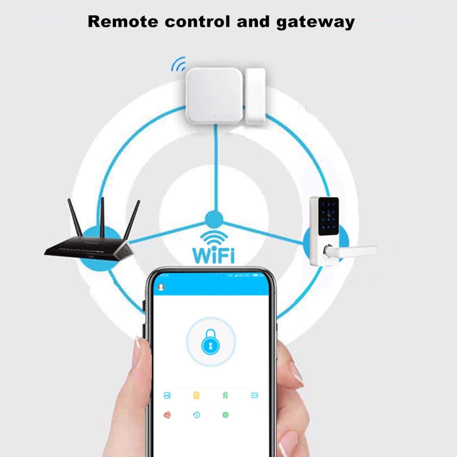Sonew Smart Türschloss, Intelligentes Elektronisches Türschloss mit Passwort, Bluetooth App Fernbedienung Karte Smart Türschloss für