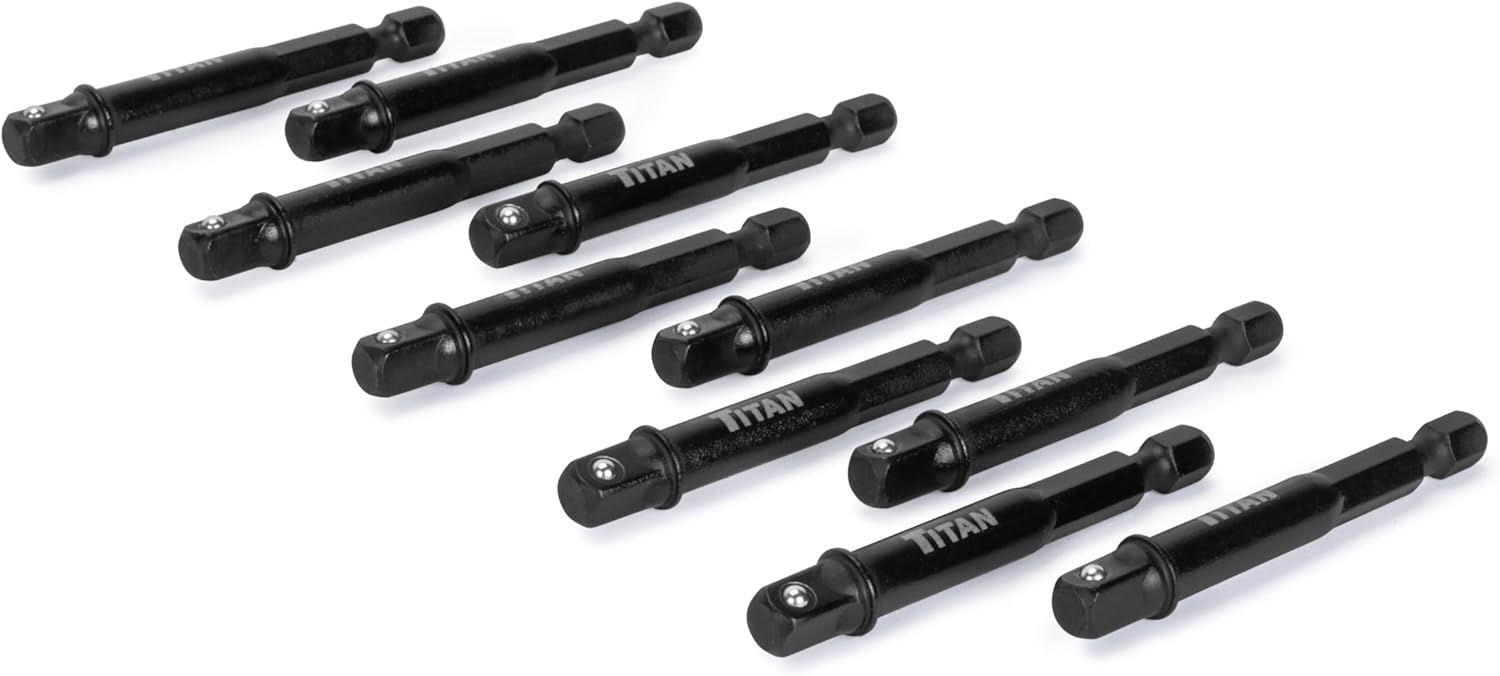 Titan 85540 10-Piece 1/4-Inch Drive x 2-1/2-Inch Impact Socket Adapter and Extension Set
