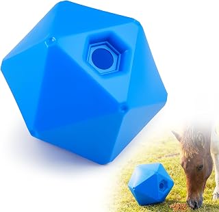Seenelling 9" Blue Horse Treat Ball Feeder - Slow Feed Enrichment Toy & Stress Reliever for Paddock Play