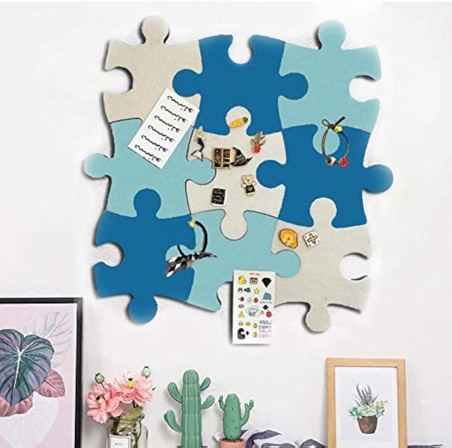 Cork Board Tiles, Felt Bulletin Board Wall Puzzle Shape Pin Board w/Self Adhesive to Keep Memories Photos Memos Display Board Pads Pictures Drawing Goals Notes Home School Wall Decoration