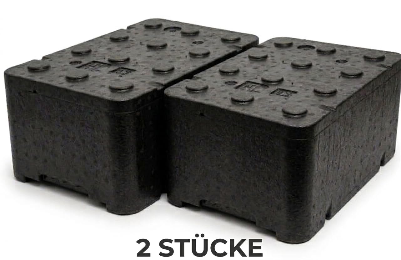 2er Set Piocelan Thermobox 47,6 L Schwarz – Profi Isolierbox Set für Lebensmittel & Catering – Kühlbox 1/1 GN Format 60x40x30cm Robuste Styrobox für Transport & Lagerung – 2 Stück