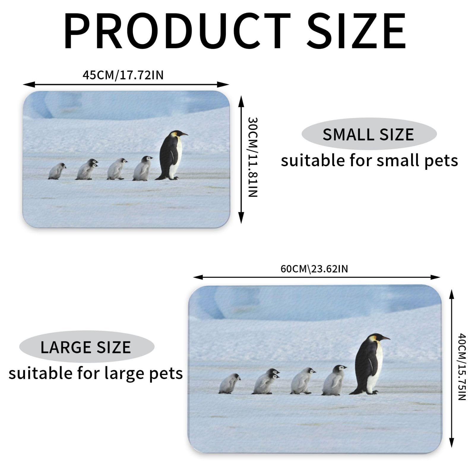 Fünf Pinguine bedruckte Futternapf-Matten, rutschfeste und geschmacksneutrale Futtermatten für Hunde und Katzen