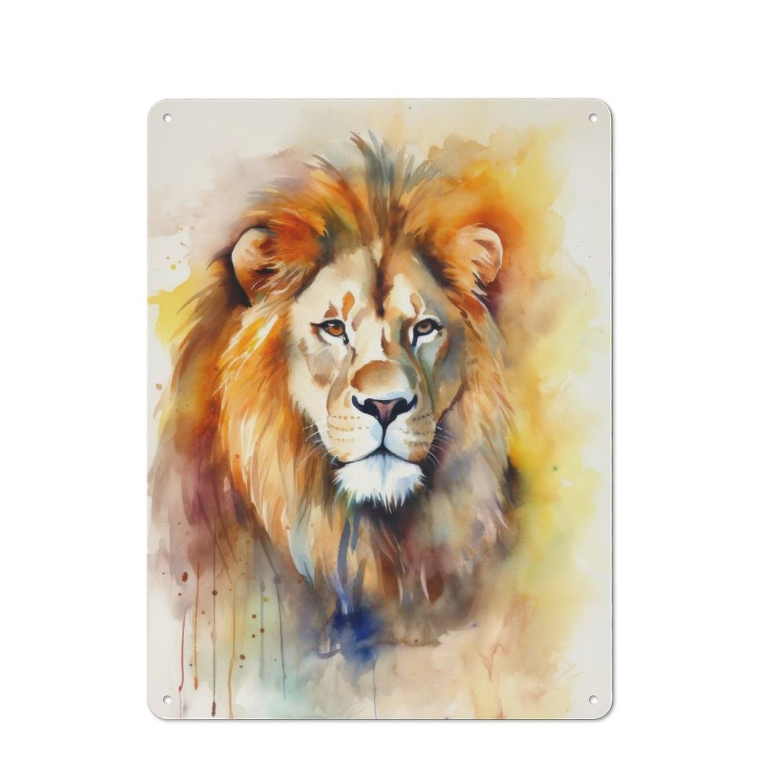 Junmoney Lion Watercolor Portrait For Bar Or Restaurant, Retro Metal Plaque 40X30cm, A Decorative Christmas Gift For Hospitality Decor Collectors