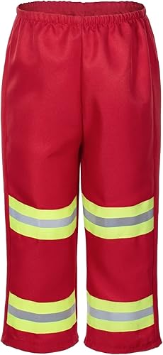 Miniatura 7 de Disfraz de bombero para niños con accesorios completos para niños y niñas, cumpleaños, Halloween, fiesta