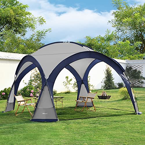 Paviljoen Grästorp met LED-verlichting 345x345x247 cm blauw - Afbeelding 4